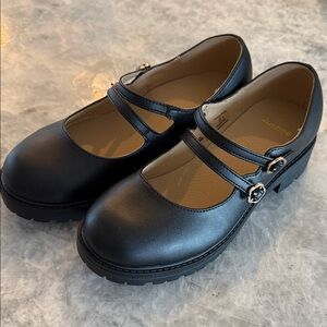 Justice Black Double Strap Mary Jane Shoes